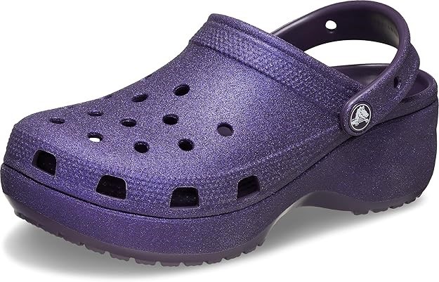 CROCS Women's Classic Platform Clog (Seasonal Colours), Glitter Dark Iris,