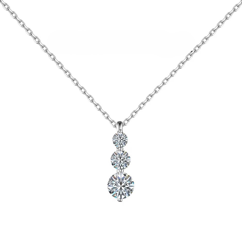1.14ct Round Cut GRA Certified Moissanite 925 Silver Pendant Necklace