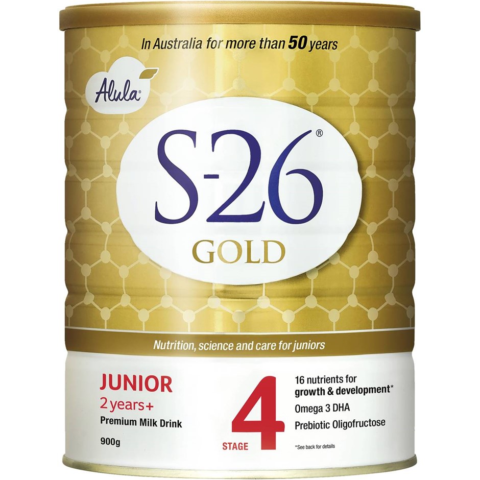 2 x ALULA S-26 Gold Junior, Stage 4, From 2 Years+, 900g. NB: Dented cans,