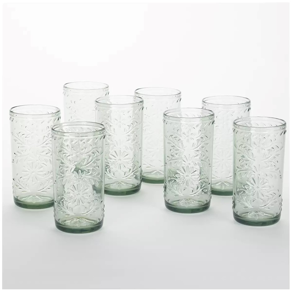 2 x JIA WEI 8pk Green Tritan Tumbler Set. NB: Minor use, 1 x missing.