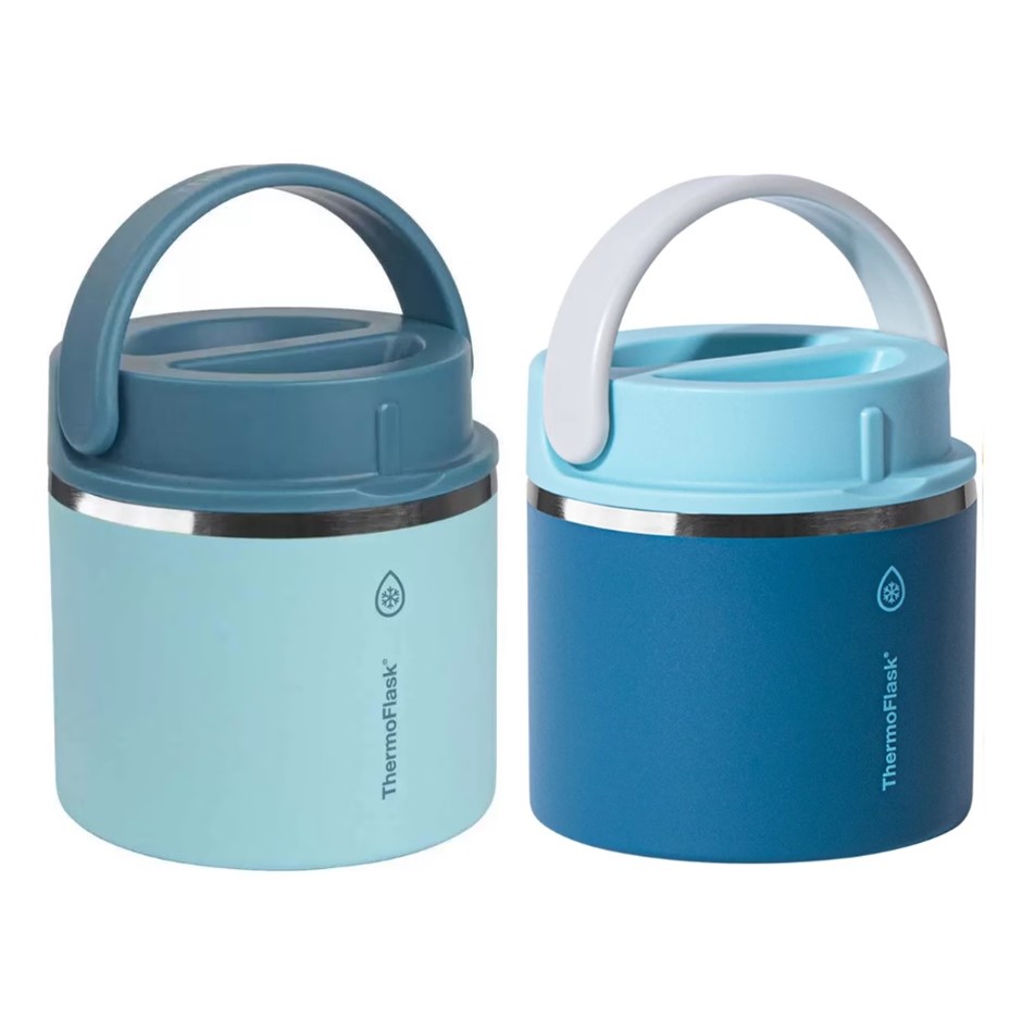 2 x THERMOFLASK Insulated Food Jar, 591ml, Navy & Light Blue.