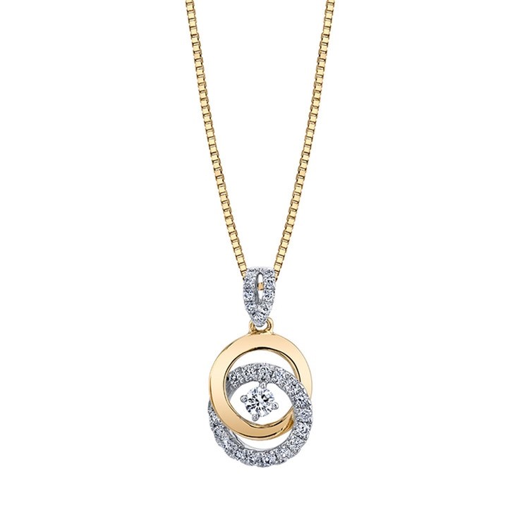 14kt White & Yellow Gold Diamond Pendant. Suspended from Yellow Gold 18inch