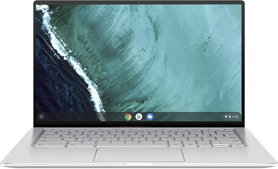 ASUS 14" Chromebook Flip Laptop, Silver, Model C434TA-AI0051. NB: Well Used