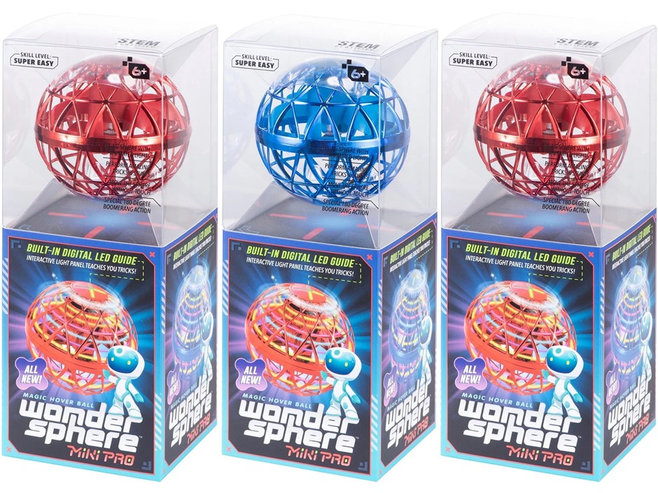 WONDER SPHERE Mini Pro Magic Hover Ball 3 Pack, Red & Blue