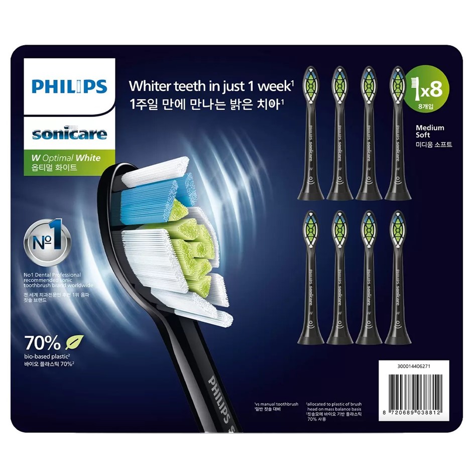 Philips Sonicare W2 Optimal Standard Brush Heads 8 Pack Black