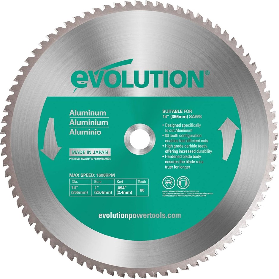 EVOLUTION 14BLADEAL Aluminum Cutting Saw Blade, 14-Inch x 80-Tooth.