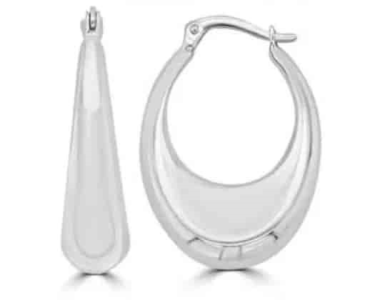 9K WHITE GOLD CHUNKY HOLLOW HOOPS 25mm