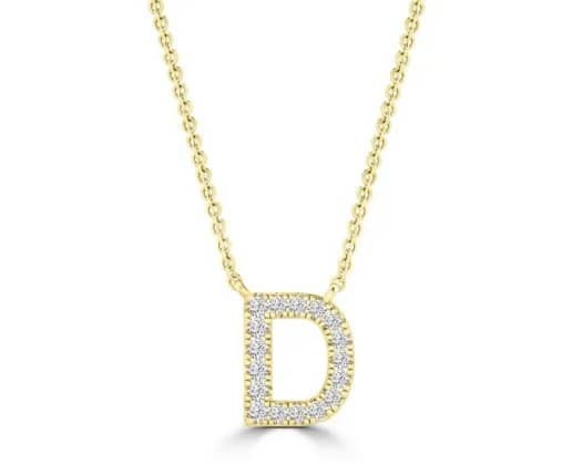 9K YELLOW GOLD 'D' 0.09 HI I1 DIAMOND NECKLACE 40+5cm