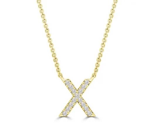 9K YELLOW GOLD 'X' 0.06 HI I1 DIAMOND NECKLACE 40+5cm