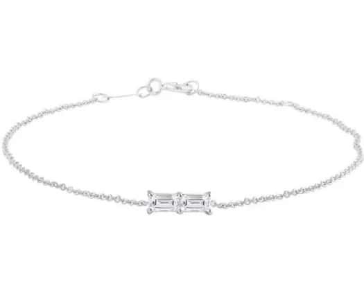 9K WHITE GOLD 0.06CT HI I1 DIAMOND Bracelet 17+2cm