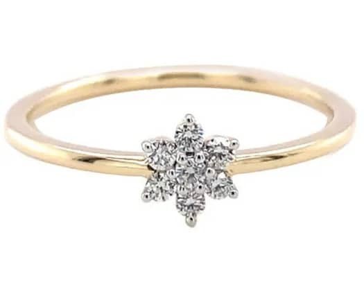 9K Yellow Gold 0.09ct HI SI DIAMOND FLOWER RING