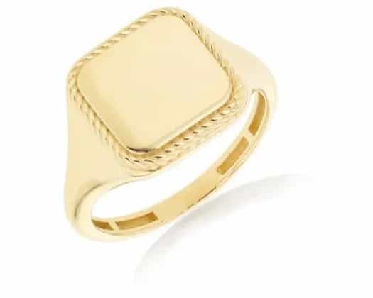 9K Yellow Gold SQUARE ROPE SIGNET RING