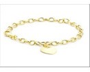 9K Yellow Gold OVAL BELCHER & HEART TAG Bracelet 18cm