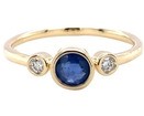 9K Yellow Gold 0.06ct HI SI DIAMOND SAPPHIRE RING
