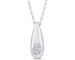 9K WHITE GOLD 0.12ct F VS LAB DIAMOND PEAR NECKLACE 40-45cm