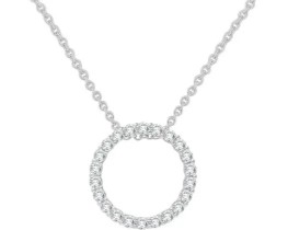 9K WHITE GOLD 0.25ct F VS LAB DIAMOND CIRCLE NECKLACE 40+5cm