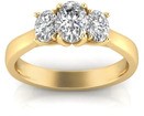 9K YELLOW GOLD 1.00ct F VS LAB DIAMOND OVAL TRILOGY RING