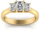9K YELLOW GOLD 1.00ct F VS LAB DIAMOND RADIANT TRILOGY RING