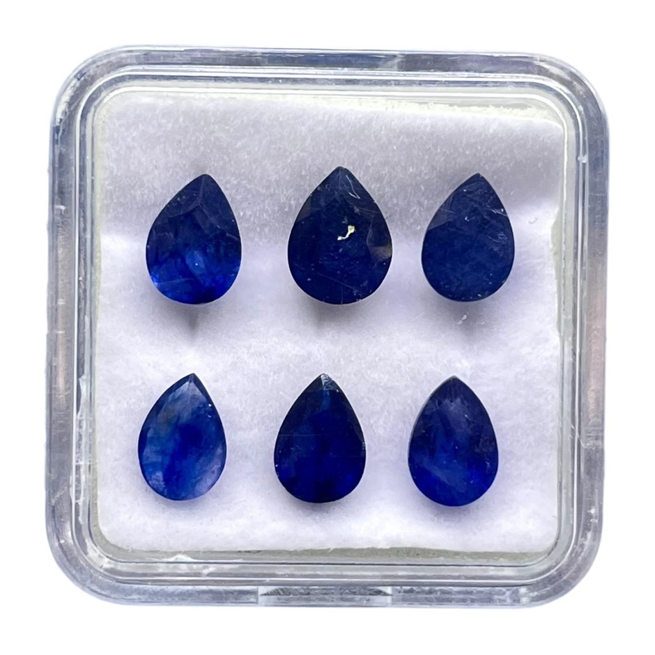 6.00ct - 6pcs Pear Cut Rich Blue Sapphire Gemstones