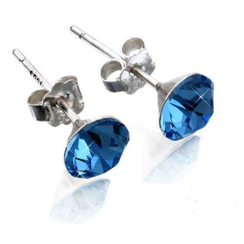 Solid 925 Sterling Silver DECEMBER Birthstone Earrings - Blue