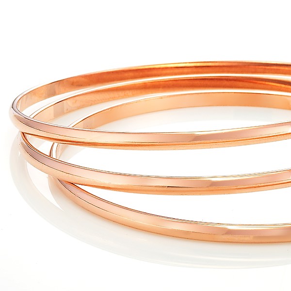18ct Heavy Rose Gold Plated Triple Bangle Set