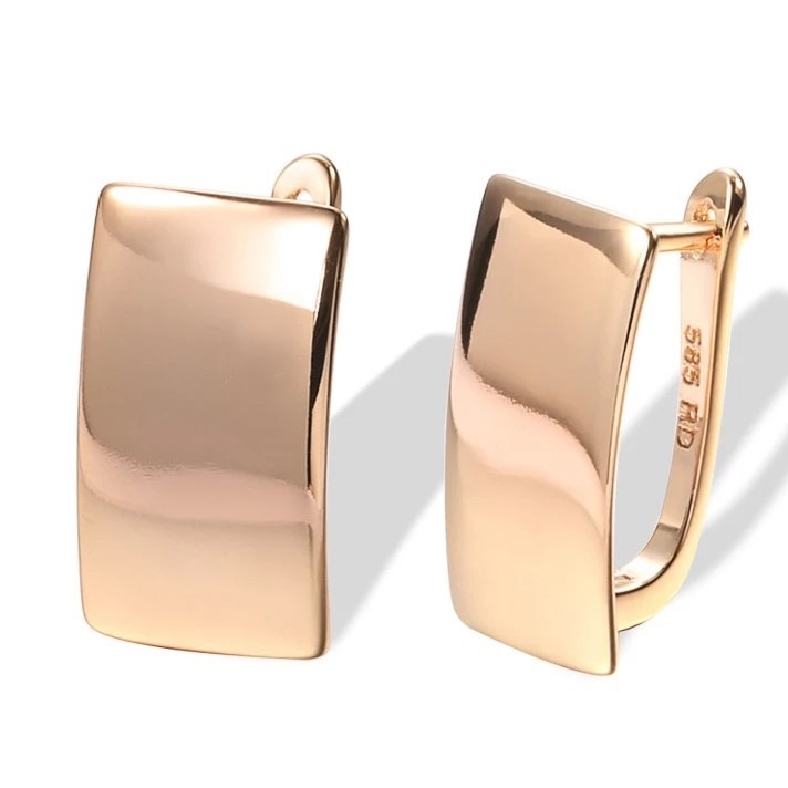 Rectangular Geometric Earrings in Rose