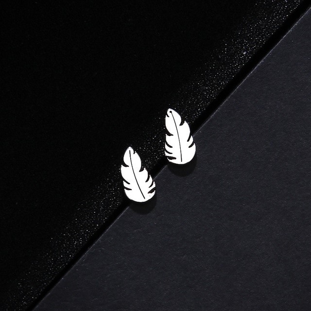 Classic Stainless Steel Feather Stud Earrings