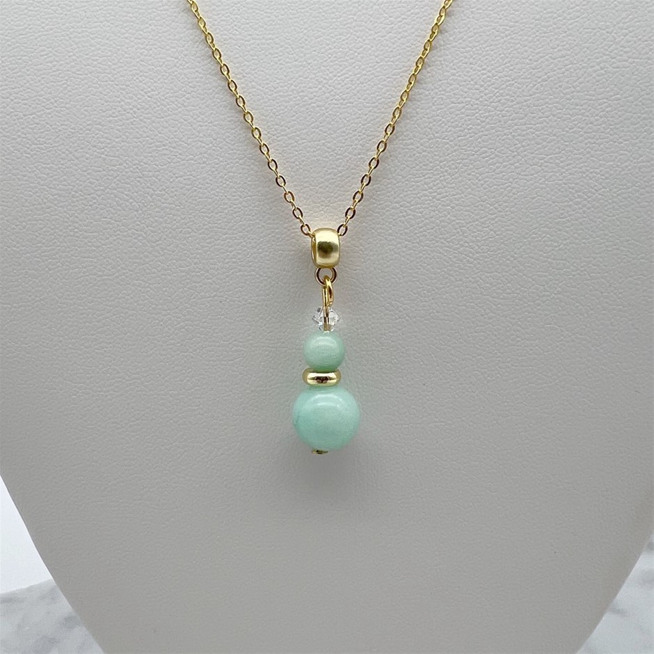 Aqua Colour Malaysia Jade 'Quartz' & Swarovski® Austrian Crystal Gold