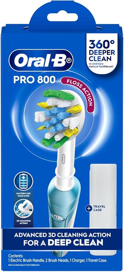 ORAL-B Pro 800 Floss Action Clean Electric Toothbrush, Blue