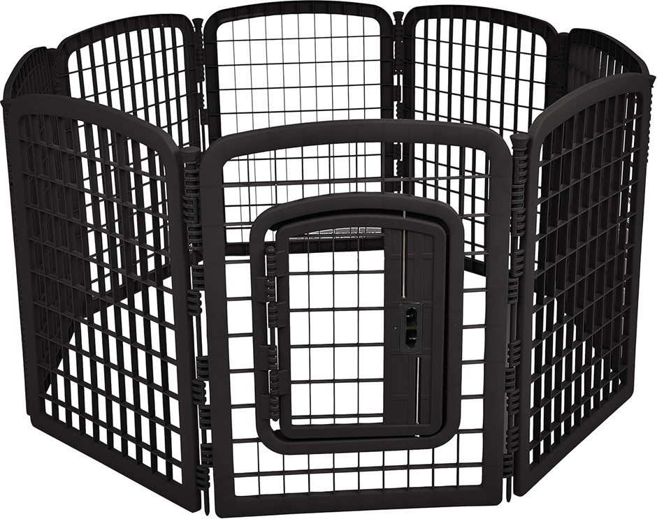 AMAZON BASICS 8-Panel Plastic Pet Pen Fence Enclosure With Gate - 163 x 163