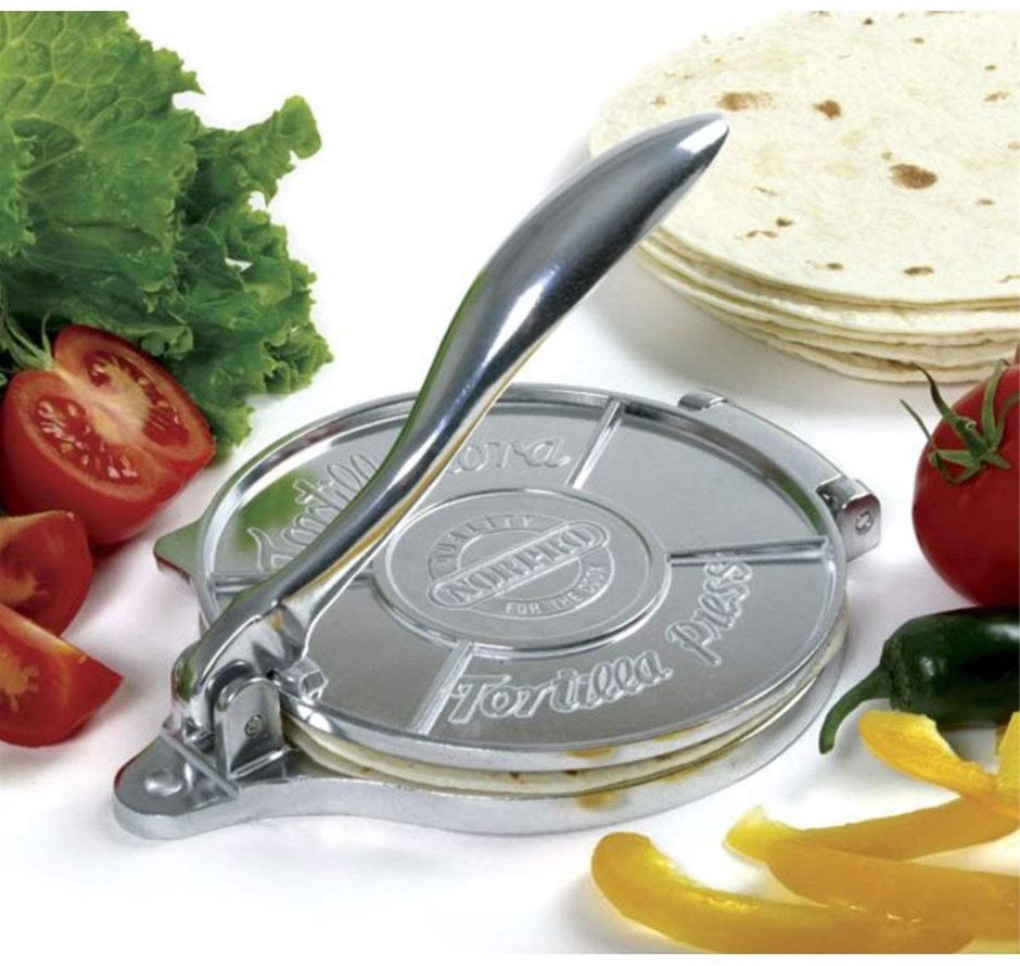 NORPRO 15cm Tortilla Press, Cast Aluminium. NB: Damaged packaging.