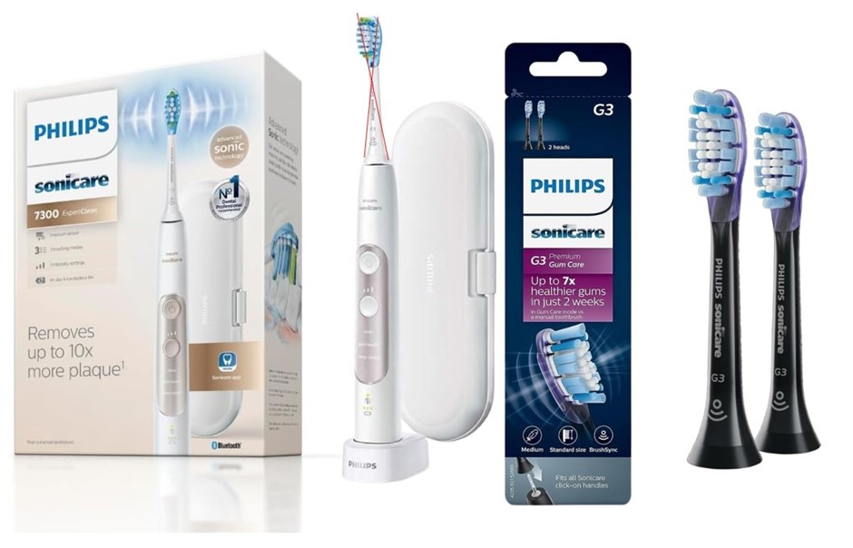 2 x PHILIPS Sonicare Dental Products, Comprising: 1 x ExpertClean 7300 Elec