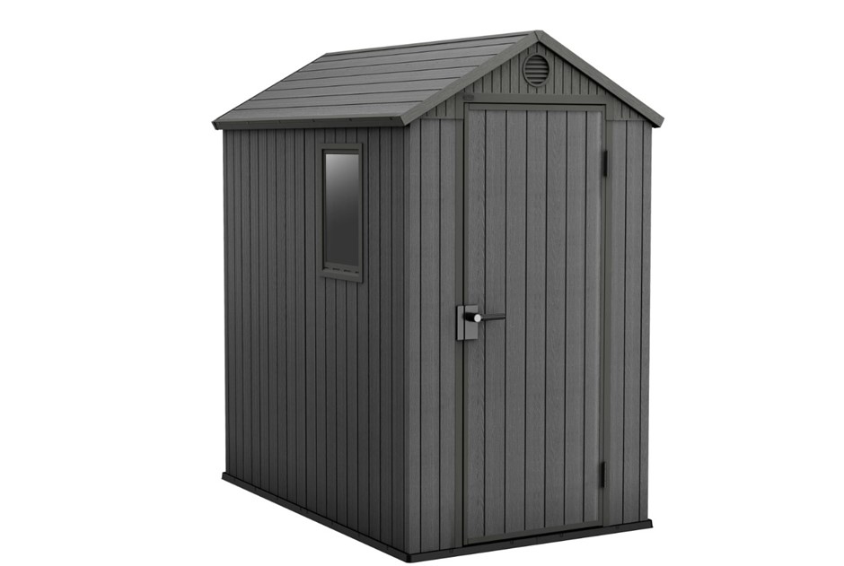 KETER Darwin 4x6 Garden Shed, Grey (1.3 x 1.9m). NB: Has been used, Not box
