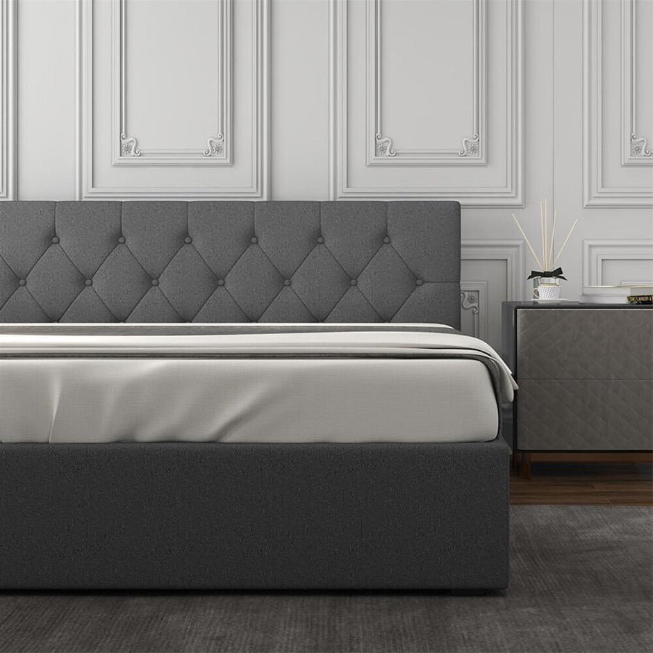 MILANO DECOR Gas Lift Bed Frame 'Capri' Platform Base Bed with Storage Upho