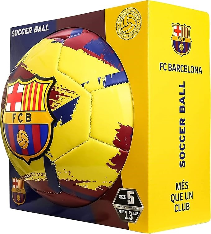 ICON SPORTS Team Soccer Ball, Yellow, FB Barcelona.
