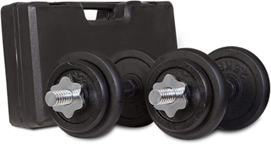 CORTEX 20kg Dumbbell Weight Set with Case (Cast Iron Plates), Black/Silver.
