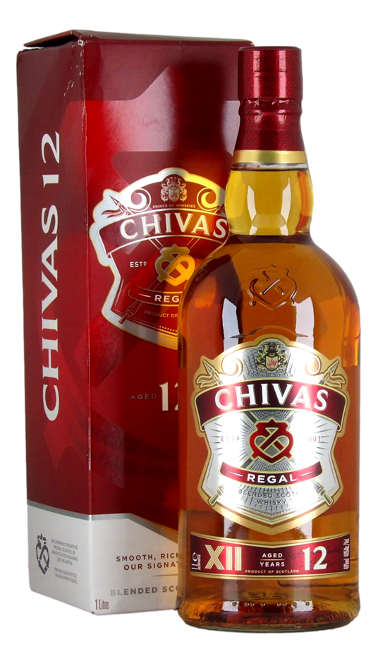 Chivas 12 Blended Scotch Whisky (1x 1L), Scotland.
