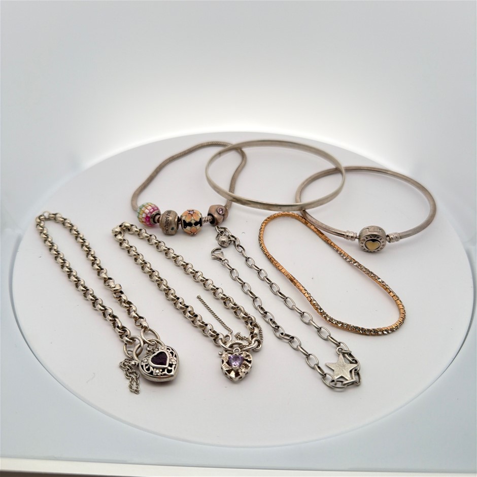 6 x Sterling Silver Bracelets & 1 Costume bracelet
