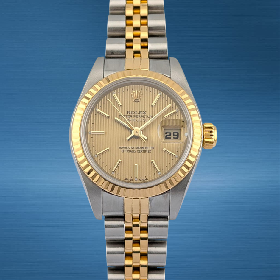 Rolex 79173 Lady-Datejust 26 Champagne Tuxedo Dial 26mm 2002 WxO