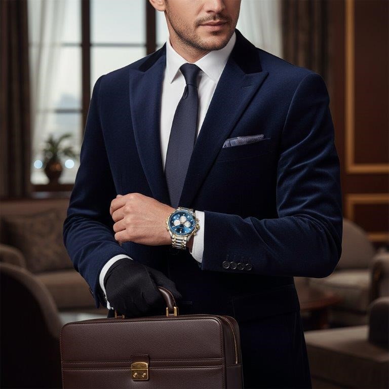 High Quality Simulated Diamond Men's Quartz Watch