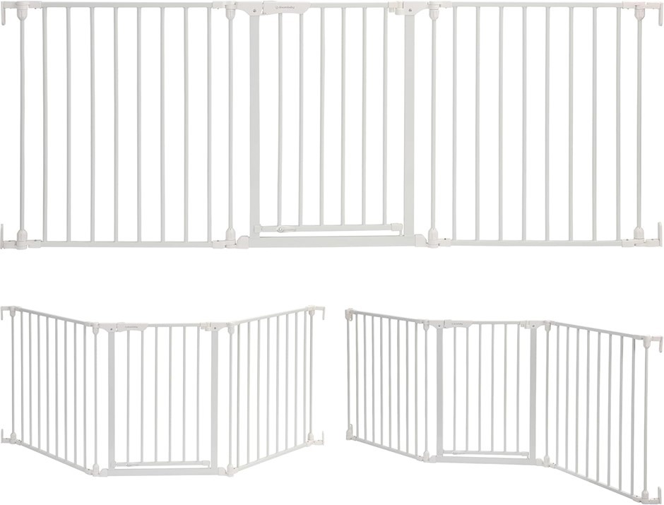 DREAMBABY Discovery Metal Baby Gate, Extra-Wide 3-Panel Walk-Through Gate f