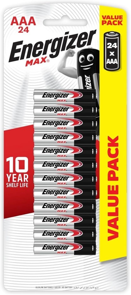 ENERGIZER Max AAA Alkaline Batteries, 1.5V Mercury-Free & Leak Resistant, L