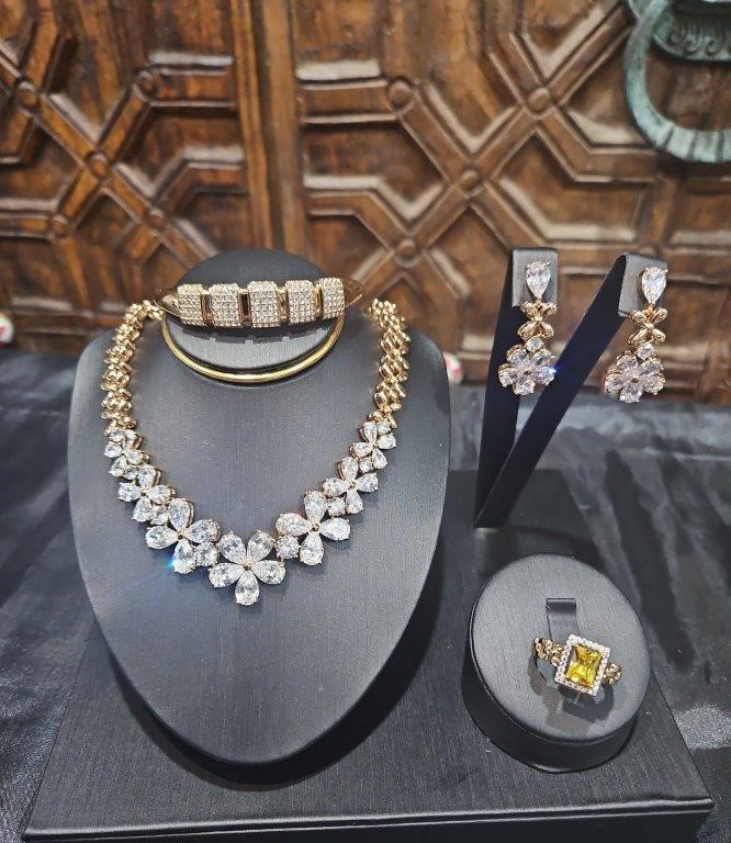 5pcs x 18K Stamped Rose Gold Filled Bangle, Ring, Earring, Necklace & Watch