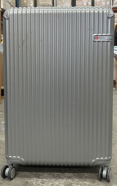SWISS MILITARY I829P Aluminium Frame Large Luggage, Silver. NB: Has been us