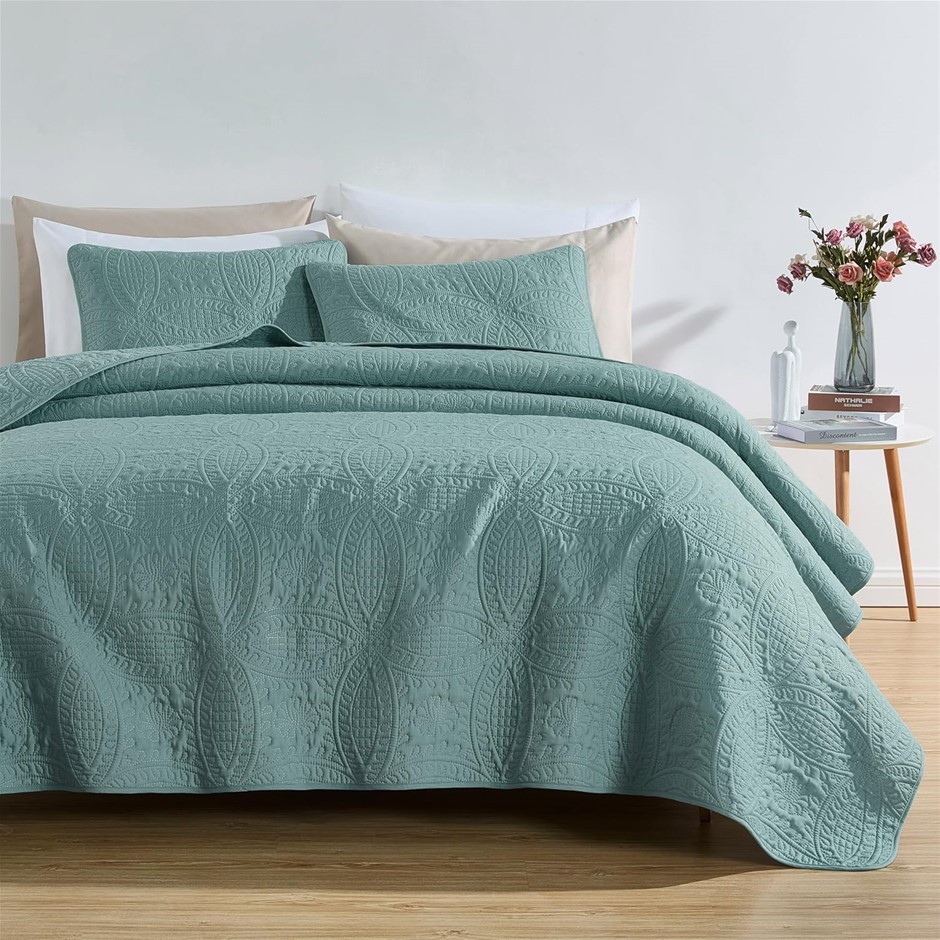 CHEZMOI Collection Austin 3-Piece Oversized Bedspread Coverlet Set, King, 3