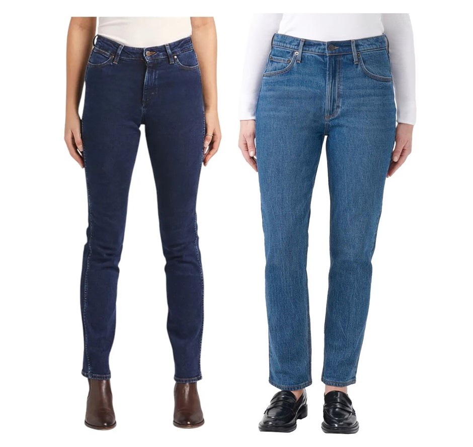 2 x Women's Straight Jeans, Size 10, WRANGLER & SIGNATURE, Deep Indigo & Bl