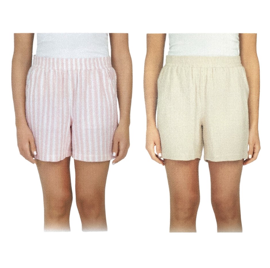 2 x BOSTON TRADERS Women's Gauze Shorts, Size L, 100% Cotton, Sand & Pink C
