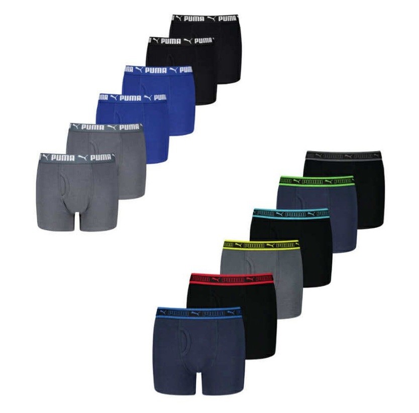 7 x PUMA Boys' Boxer Brief Underwear, Size US XL (16-18), Assorted Colours.