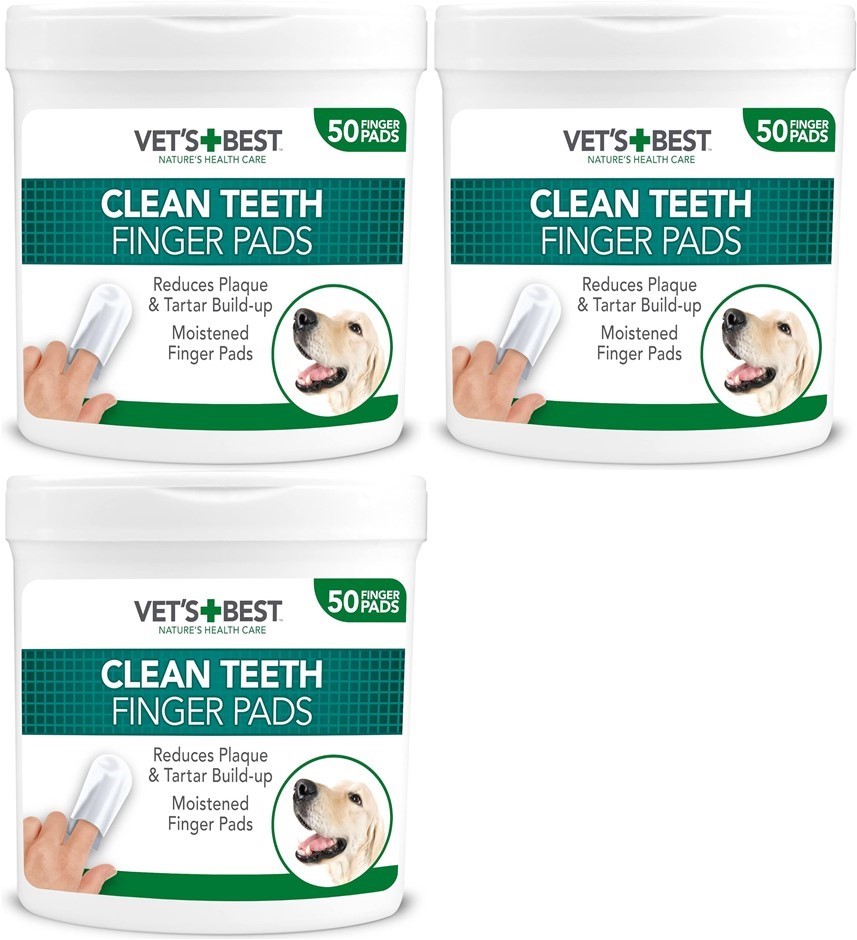3 x VET'S BEST Dental Care Finger Wipes Teeth Cleaning Finger Wipes for Dog
