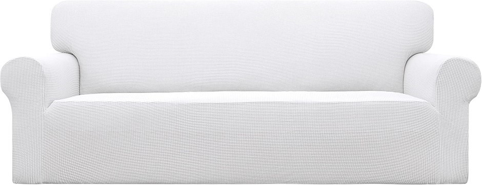 Easy-Going Stretch Slipcovers for Large Sofa, Snow White (89 × 201 × 89 cm)